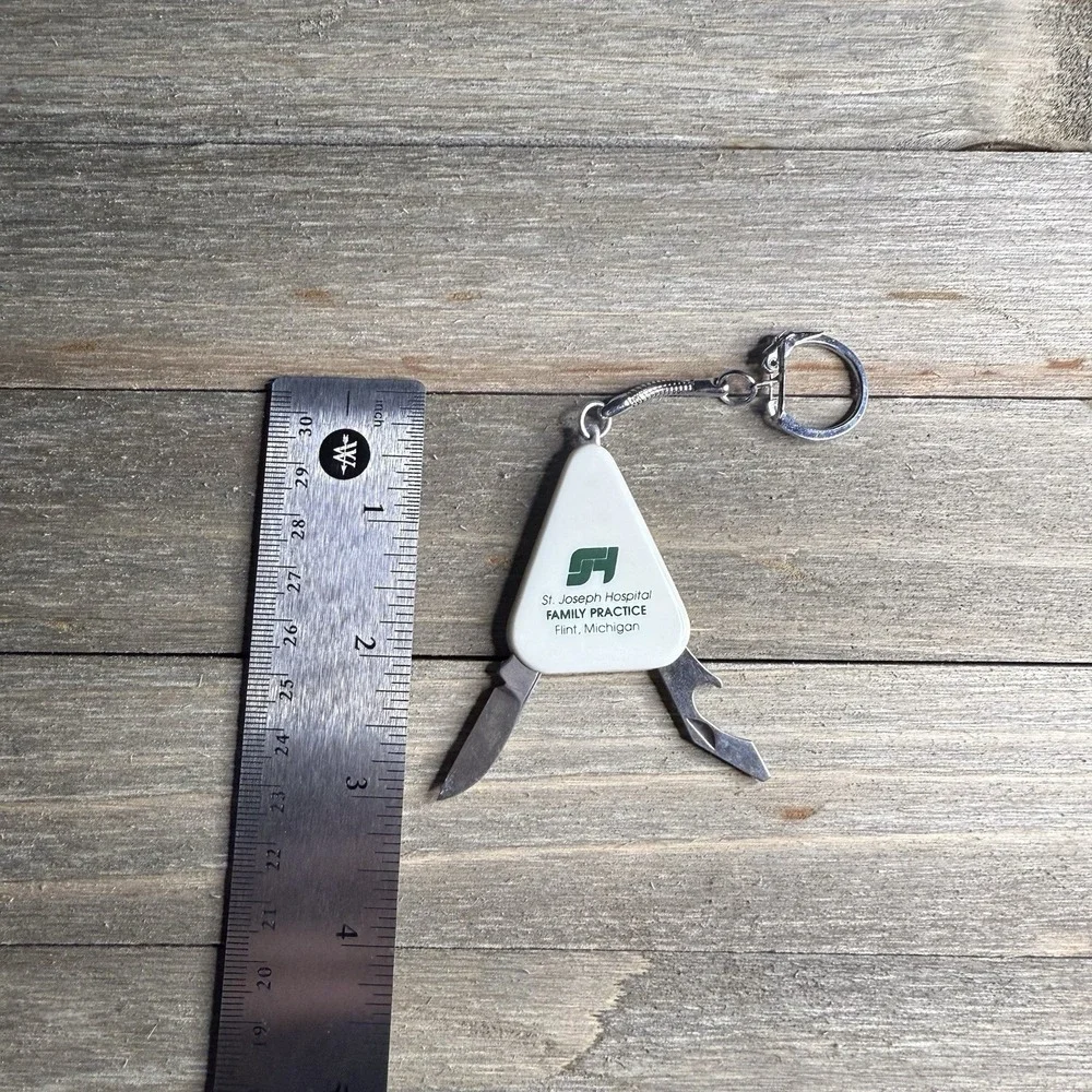 VTG St Joseph Hospital‎ Flint MI Keychain Mini Folding Multi-tool Bottle Opener